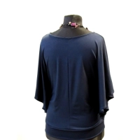 Bluzeczka Diana z pięknymi falbaniastymi rękawami - granatowa